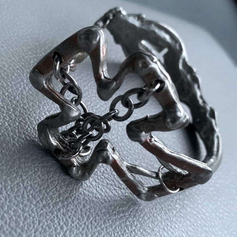 Antique two toned cross magnetic bracelet